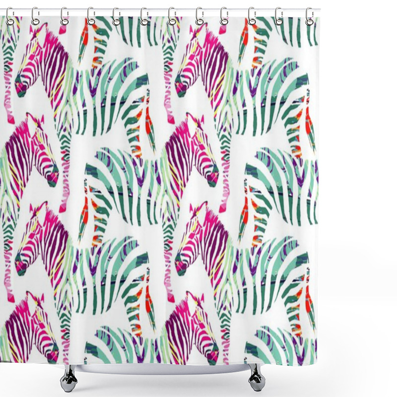 Personality  Zebra Painting Seamless Background Shower Curtains