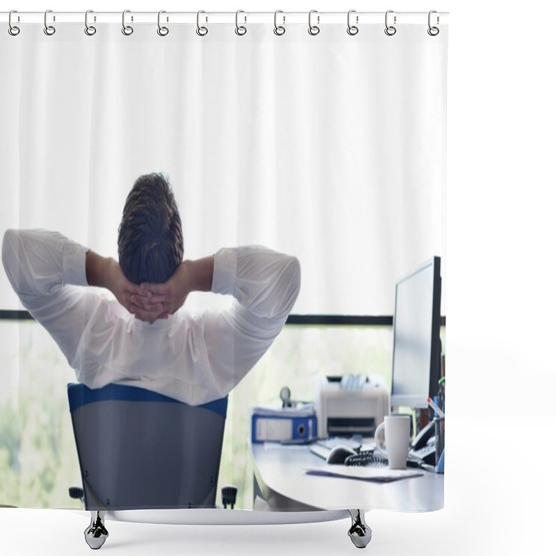 Personality  Young Business Man At Office Shower Curtains