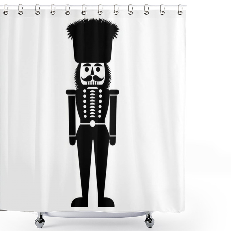 Personality  A Striking Black Silhouette Of A Nutcracker Soldier, Complete With A Fuzzy Hat And Buttons, Ideal For Festive Decorations. Shower Curtains