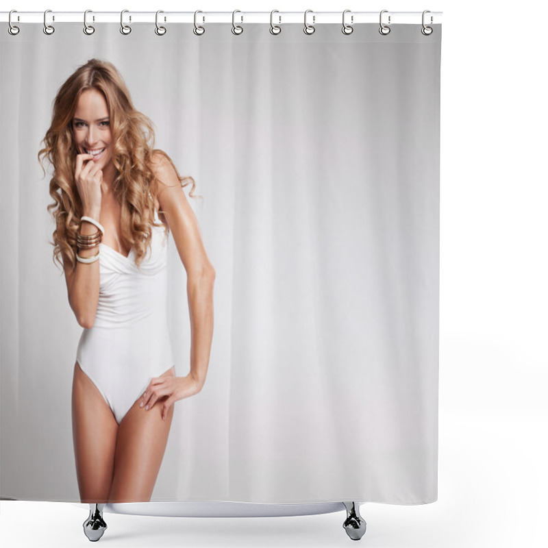 Personality  Portrait Of Beautiful Blonde Woman Shower Curtains