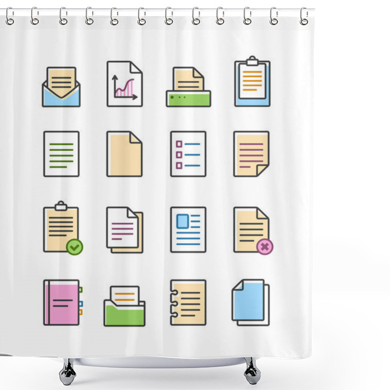 Personality  Vector Linear Document Icons Set Isolated On White, Paper Symbols Shower Curtains