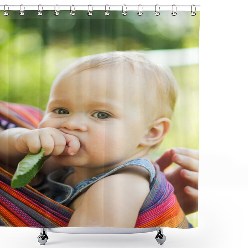 Personality  Baby In Sling Shower Curtains