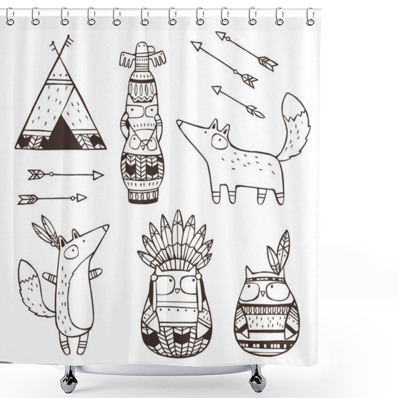 Personality  Set Of Vector Elements. Shower Curtains