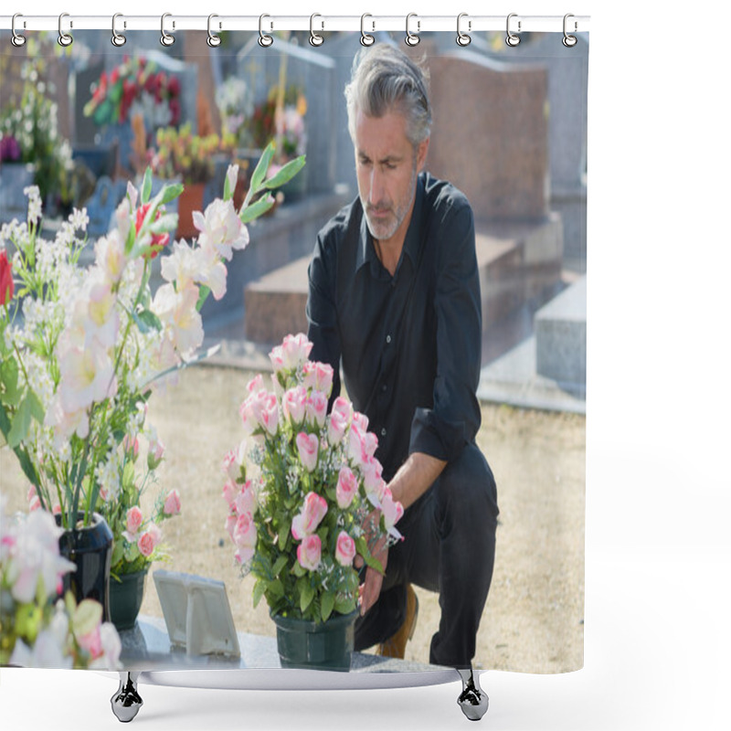 Personality  Mourning At A Grave Shower Curtains