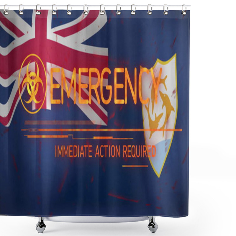 Personality  Emergency Alert Text Over British Flag With Biohazard Symbol. Warning, Britain, UK, Danger, Safety, Outbreak Shower Curtains