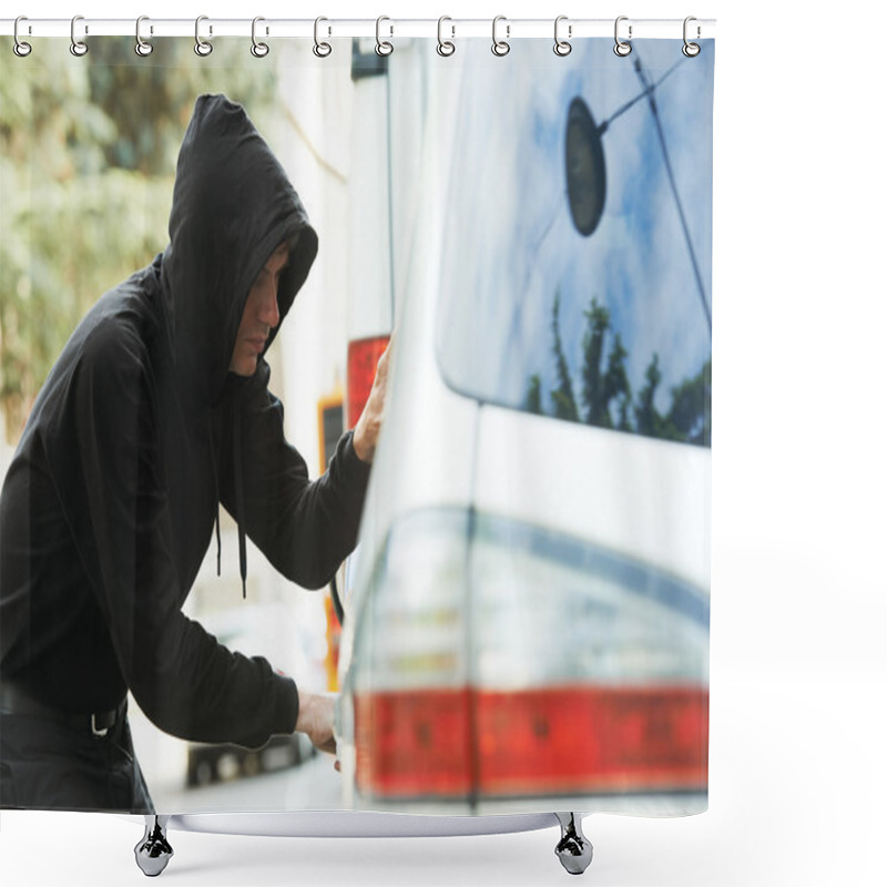 Personality  Thief Burglar At Automobile Car Stealing Shower Curtains