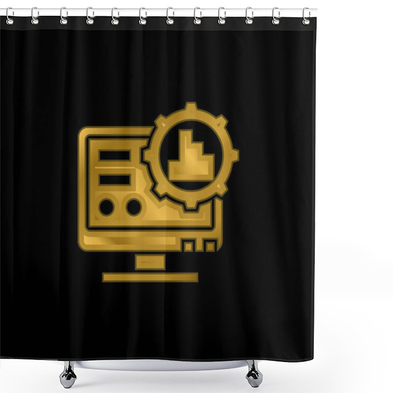 Personality  Big Data Gold Plated Metalic Icon Or Logo Vector Shower Curtains