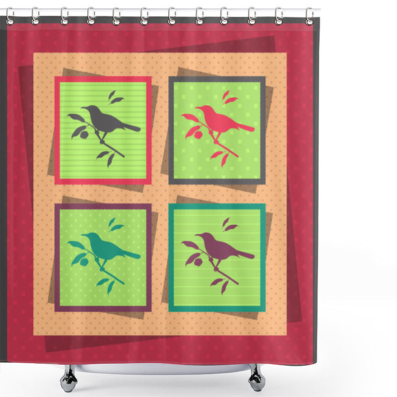 Personality  Set Of Four Bird Shower Curtains