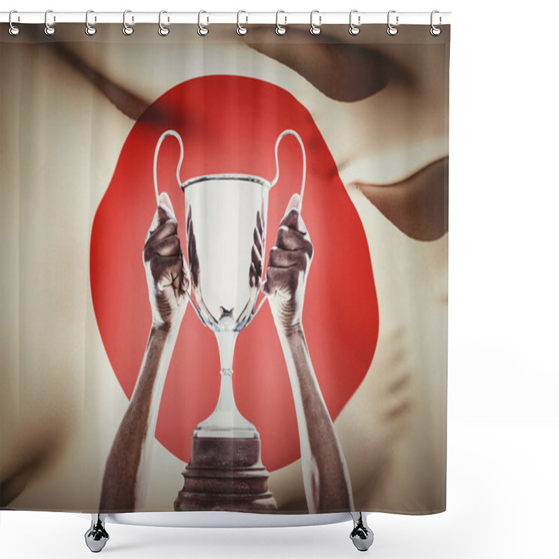 Personality  Athlete Holding Trophy Shower Curtains