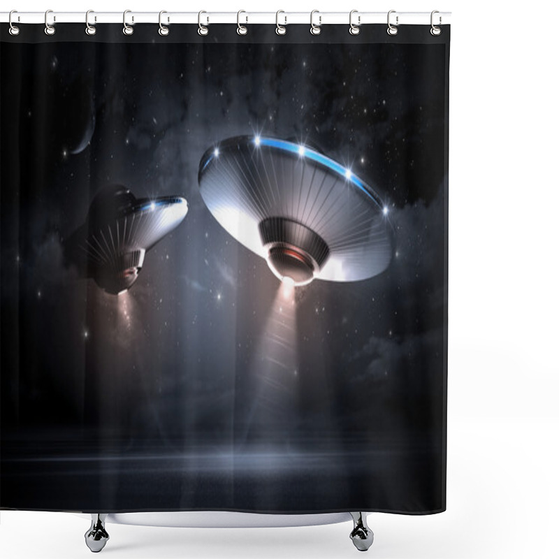 Personality  UFO In Dark Night Shower Curtains