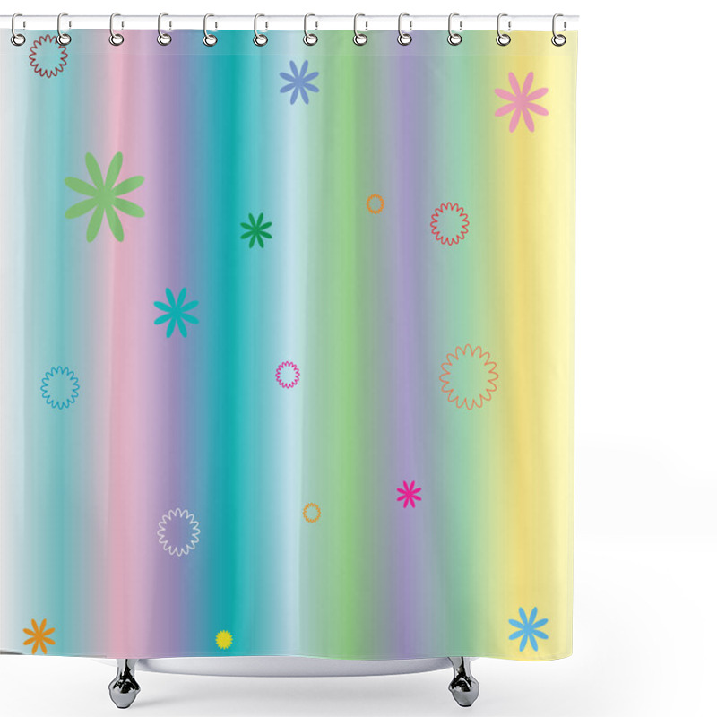 Personality  Pastel Stripes And Flowers Shower Curtains