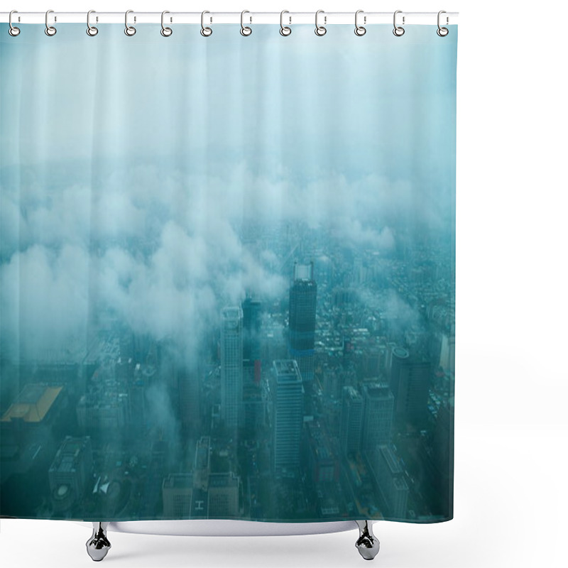 Personality  King Of The Clouds Overlooking Taipei 101 Tower In Taipei, Taiwan Shower Curtains