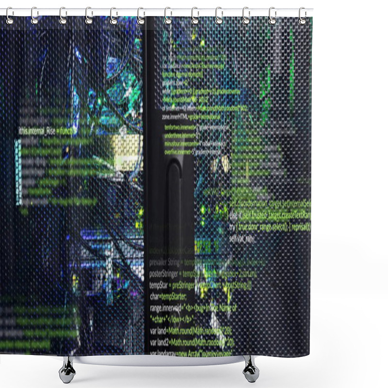 Personality  Image Of Digital Data Processing Over Computer Servers. Global Connections, Computing And Data Processing Concept Digitally Generated Image. Shower Curtains