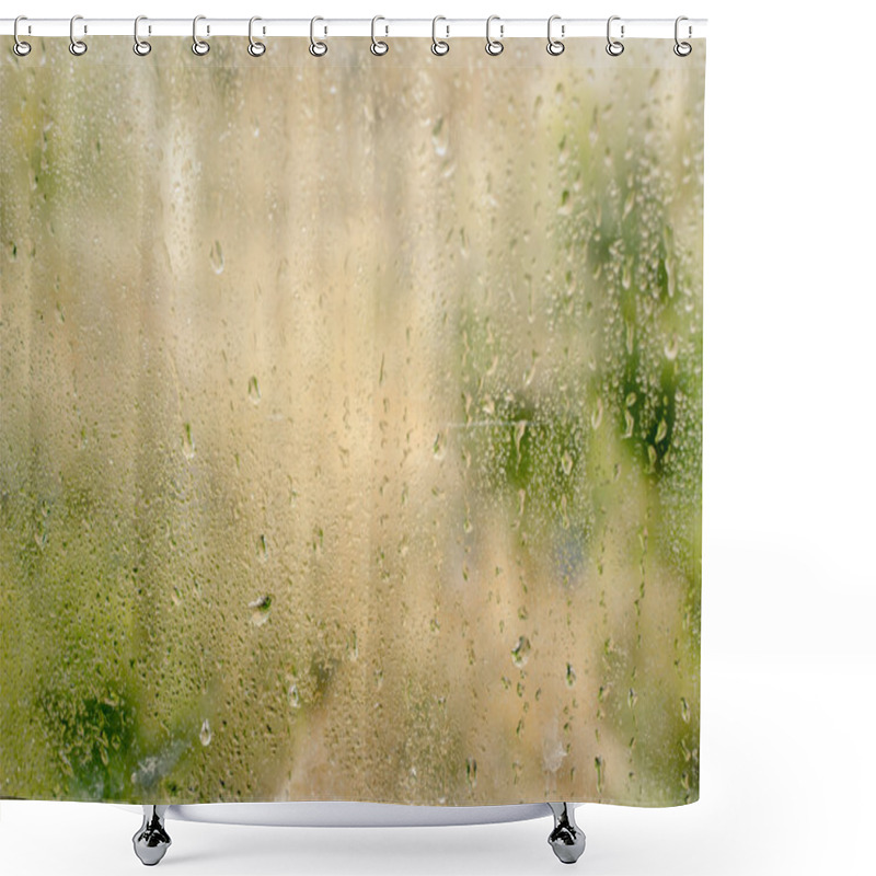 Personality  Rainy Day. Water Drops On Window Glass. Shower Curtains