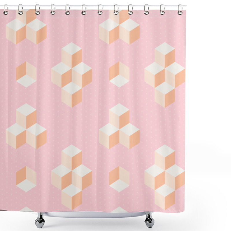 Personality  Abstract Geometric Pattern With Cubes Shower Curtains