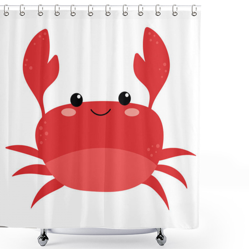 Personality  Vector Illustration Of Cartoon Crab. Cute And Beautiful Hand Drawn Crab. Sea Animal Vector Illustration. Shower Curtains