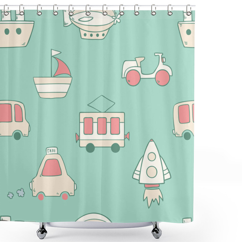 Personality  Pattern With Transportation Icons Shower Curtains