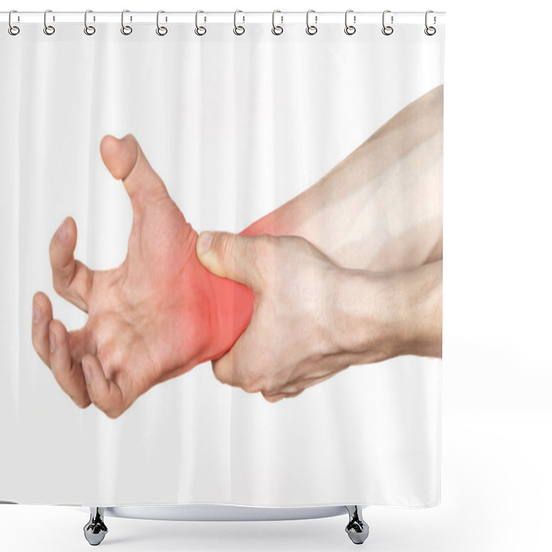 Personality  Disease Of The Hands In Red Shower Curtains