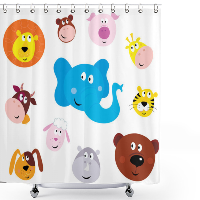 Personality  Cute Smiling Animal Head Icons ( Emoticons ) Shower Curtains