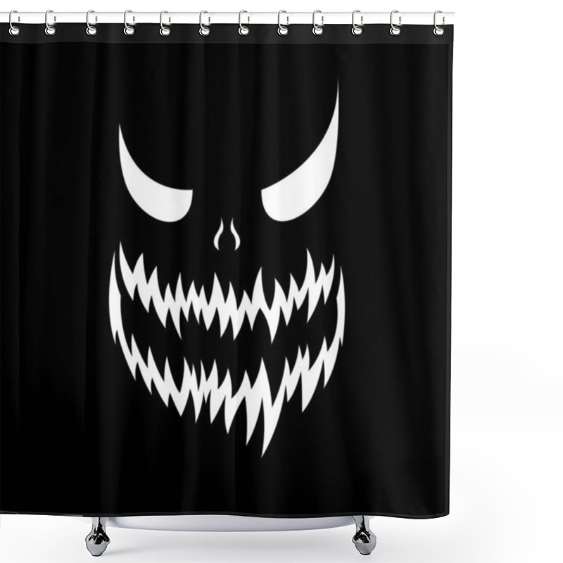 Personality  Halloween. The Face Of The Monster On A Black Background. Skeleton With Sharp Teeth Shower Curtains