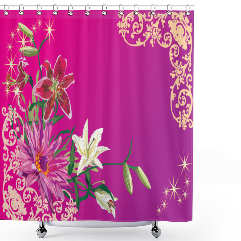 Personality  Corner With Different Lily Flowers Shower Curtains