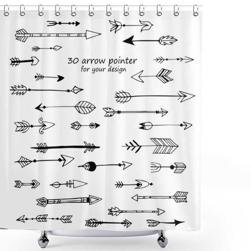 Personality  Set With Hand-drawn 30 Arrows Collection Shower Curtains