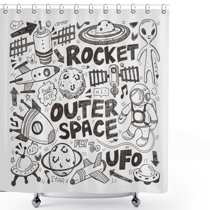 Personality  Doodle Space Element Shower Curtains