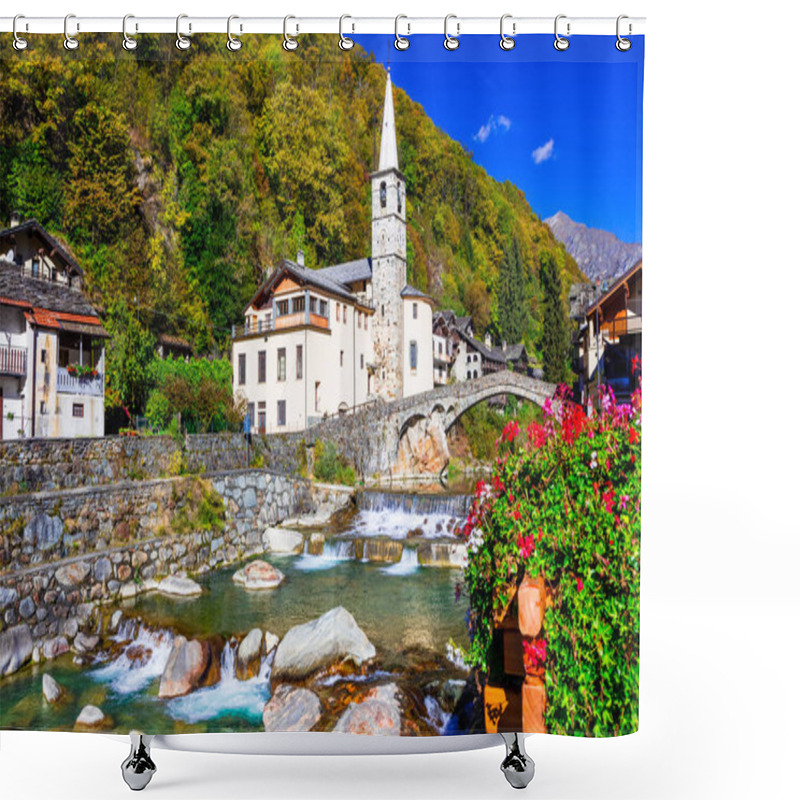 Personality  Picturesque Alpine Village Lillianes In Valle D'Aosta, North Italy. Shower Curtains