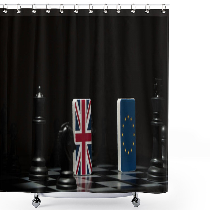 Personality  Chessboard With Flags Of Countries Shower Curtains