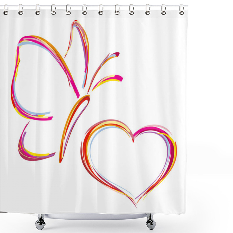 Personality  Painted Heart And Butterfly Shower Curtains