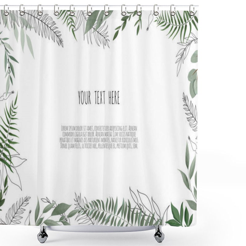 Personality  Floral Botanical Card Design With Leaves. Template For Invite, Save The Date Cards Shower Curtains