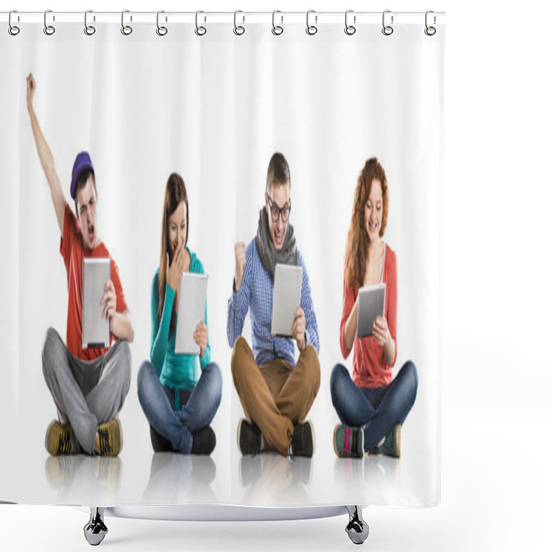 Personality  Young With Tablets Shower Curtains