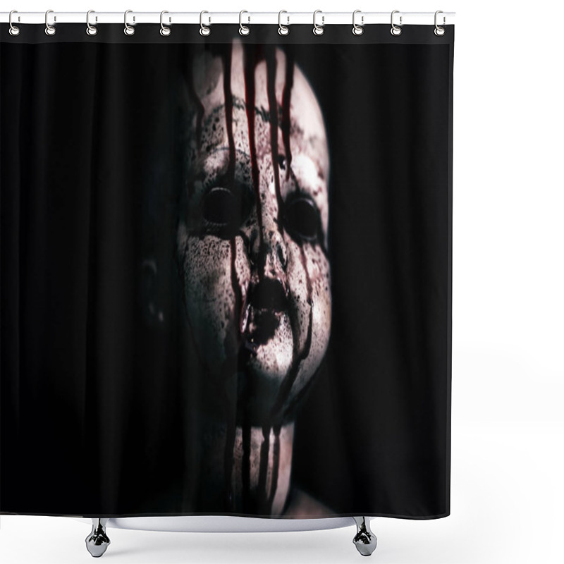 Personality  Creepy Bloody Doll In The Dark  Shower Curtains