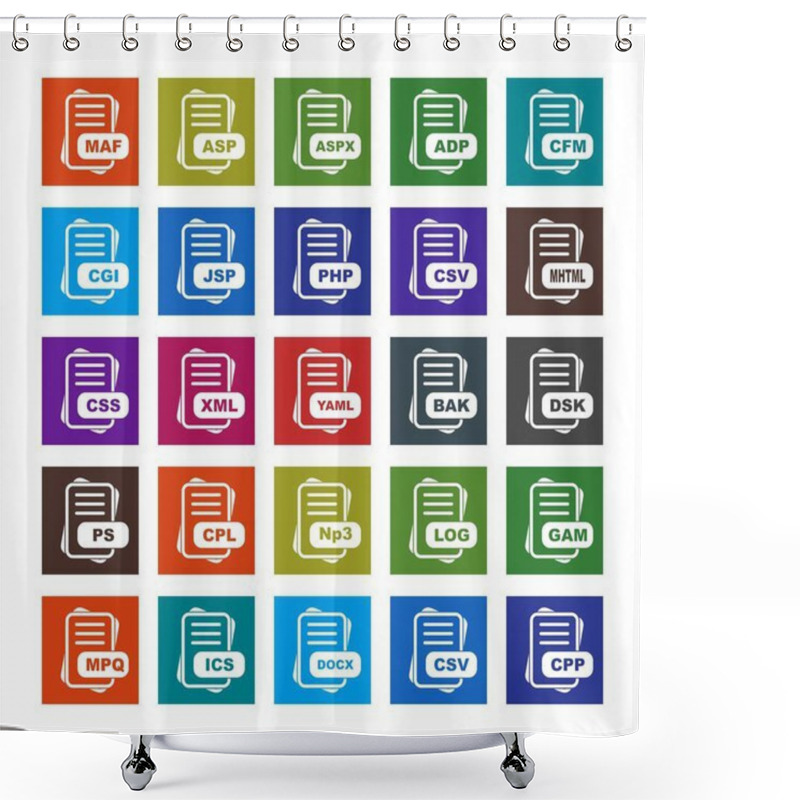 Personality   Set Of Vector File Format Icons Shower Curtains