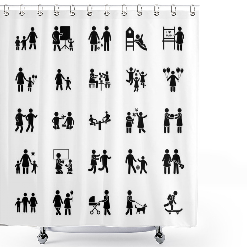 Personality  Set Of Kindergarten Icons Pack   Shower Curtains