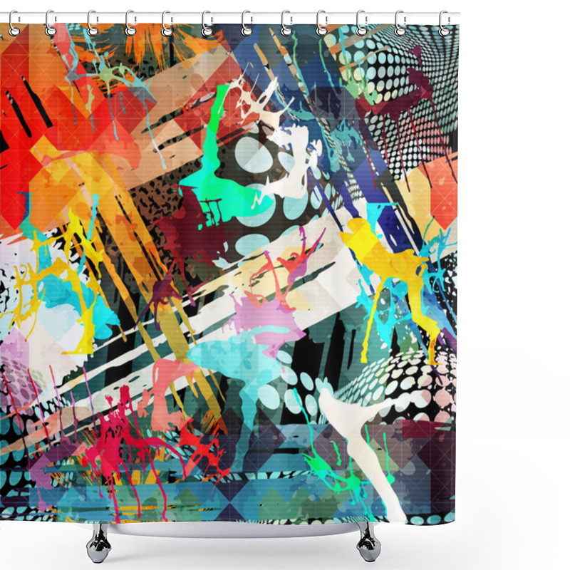 Personality  Colored Abstract Seamless Pattern In Graffiti Style. Quality Illustration For Your Design Shower Curtains