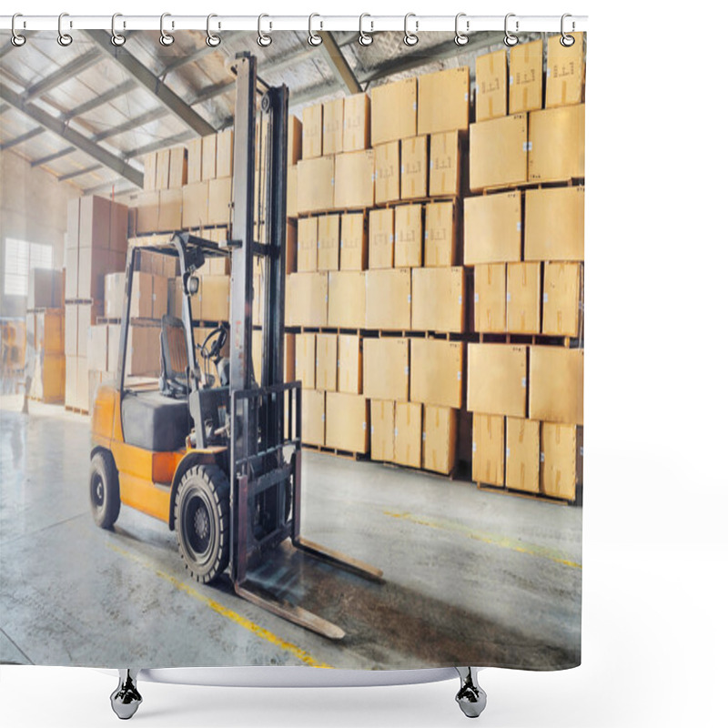 Personality  Large Modern Warehouse With Forklifts  Shower Curtains