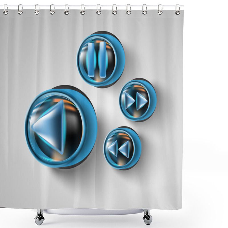 Personality  Media Player Buttons  Vector Illustration  Shower Curtains