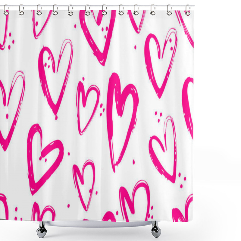 Personality  Bright Pink Heart Shapes Fill The Background, Evoking A Fun And Joyful Atmosphere. Shower Curtains