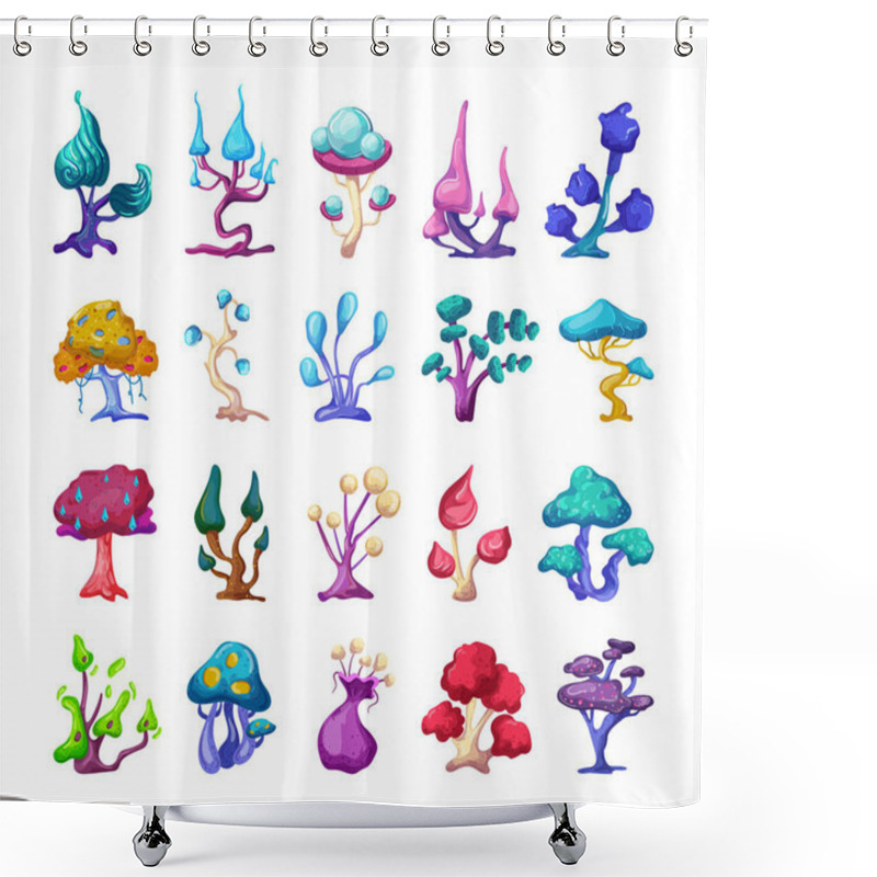 Personality  Cute Fantasy Plant Illustrations. Abstract Fabulous Trees. Shower Curtains