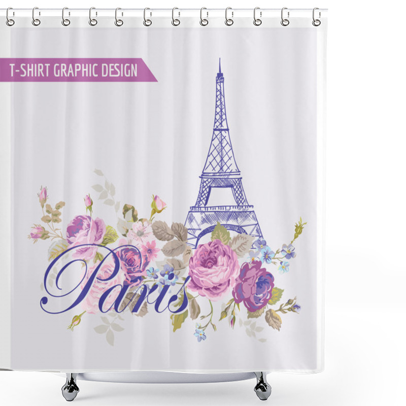 Personality  Floral Paris Graphic Design - For T-shirt, Fashion, Prints Shower Curtains