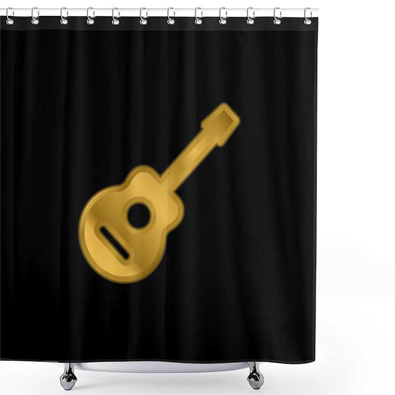 Personality  Acoustic Guitar Gold Plated Metalic Icon Or Logo Vector Shower Curtains