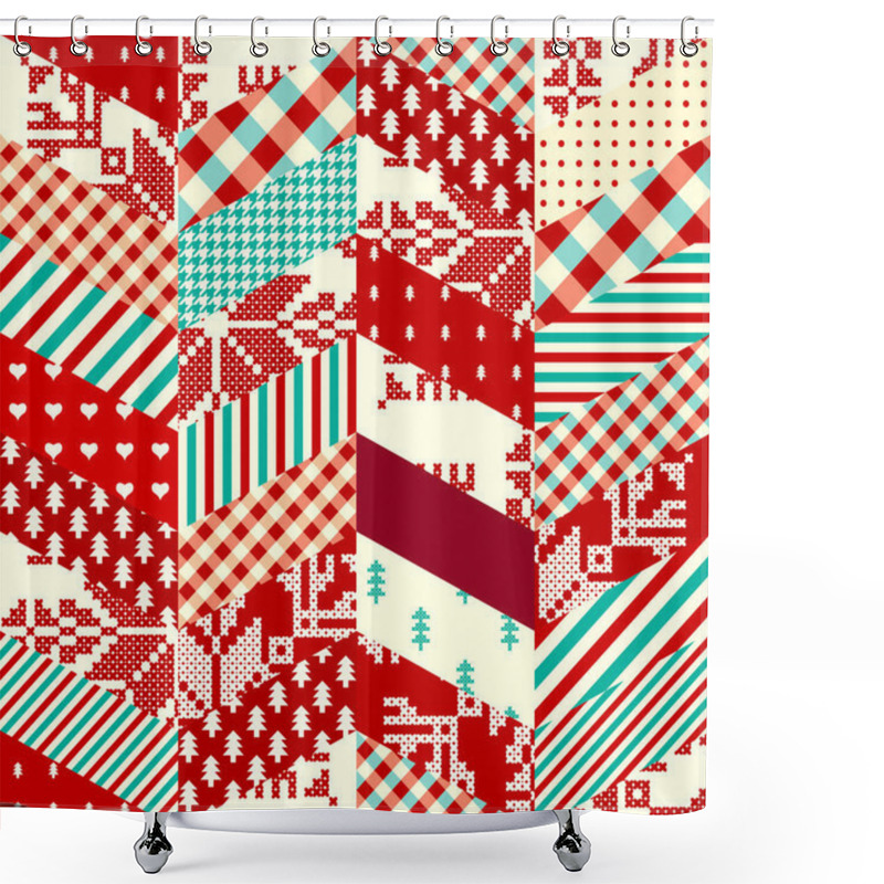 Personality  Patchwork Textile Pattern. Seamless Quilting Design Background. Shower Curtains