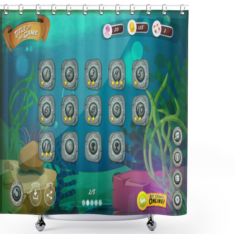 Personality  Submarine Game User Interface For Tablet Shower Curtains