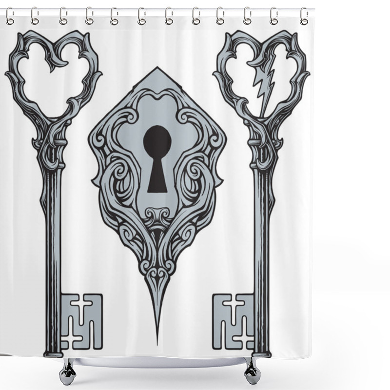 Personality  Keys And Keyhole Shower Curtains