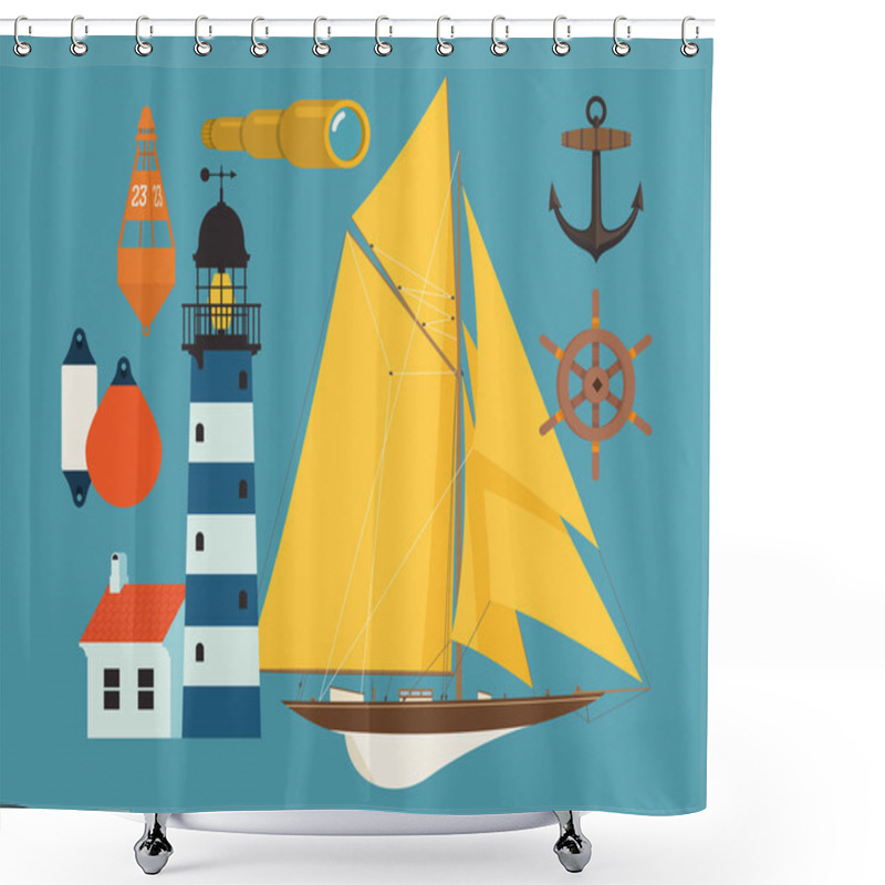 Personality  Nautical Maritime Items Shower Curtains