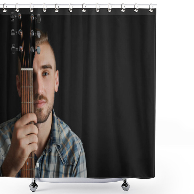 Personality  Young Man With Guitar Shower Curtains