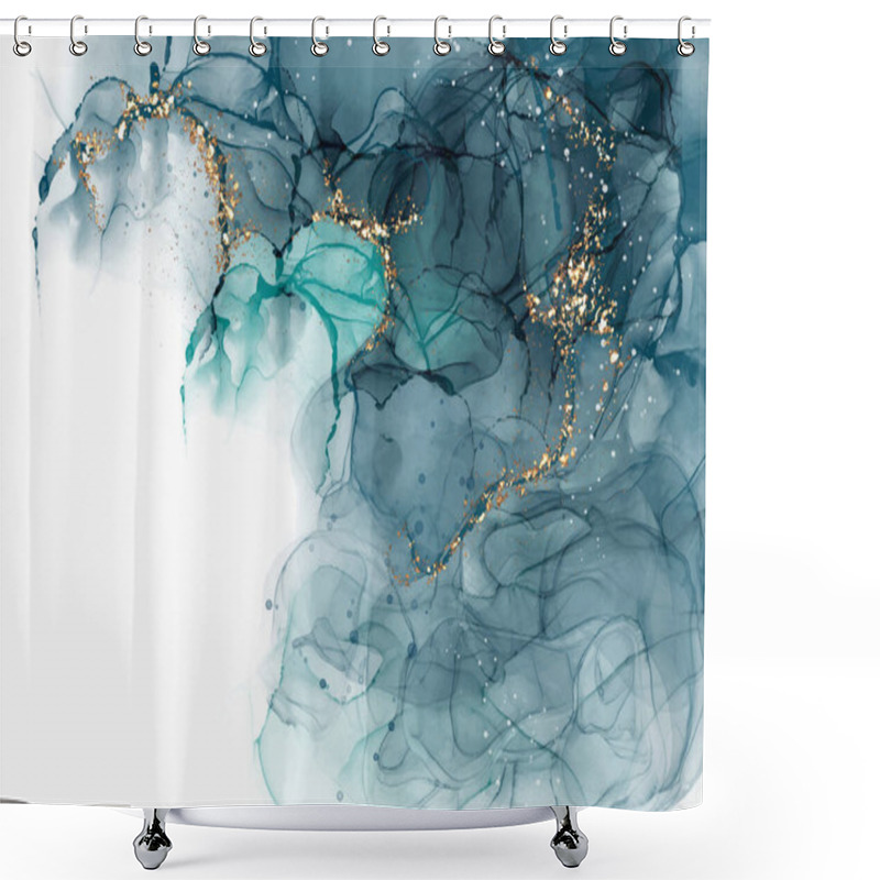 Personality  Elegant Alcohol Ink Background With Gold Glitter Elements Shower Curtains