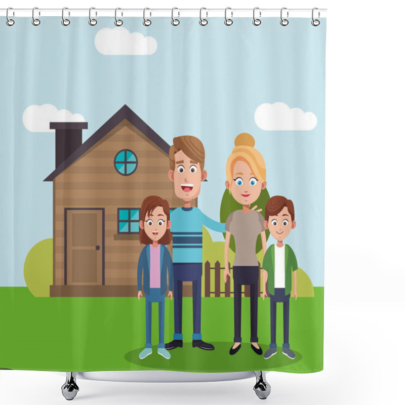 Personality  Family Near House Residential Shower Curtains