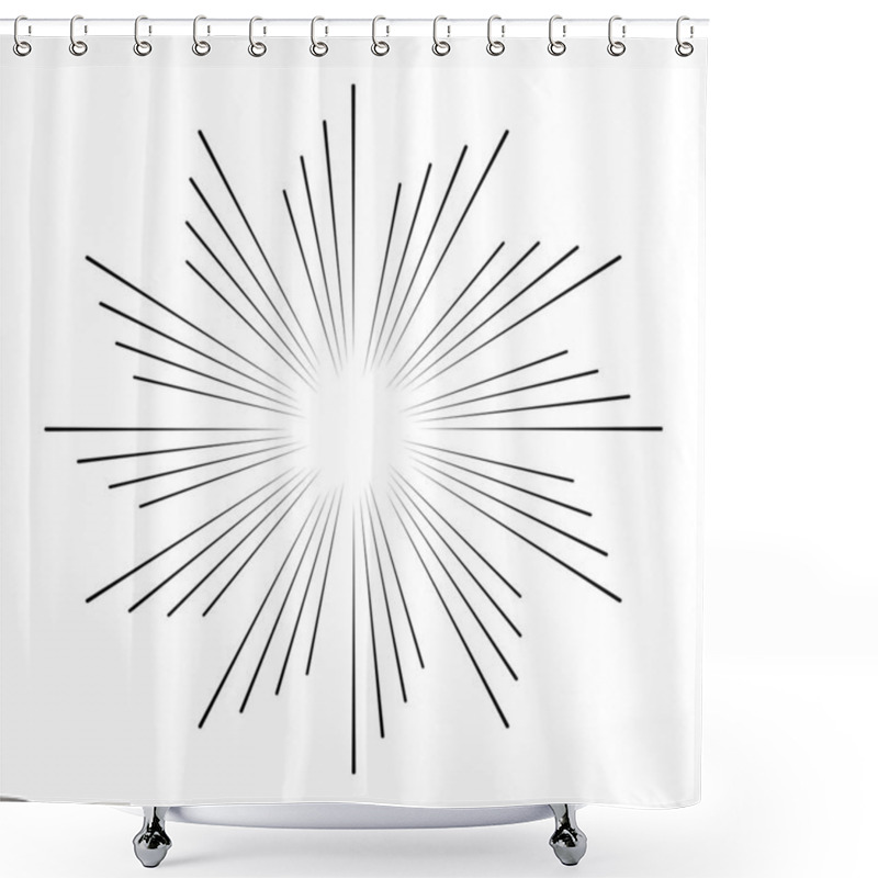 Personality  Radial And Radiating Burst, Ray Lines Abstract Element Shower Curtains